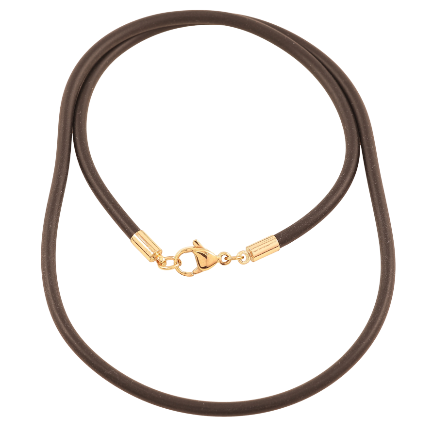 Шнур Xuping Позолота 18K "Чорний каучуковий шнур" довжина 46см х 3мм фото №1