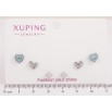 Набір сережок Xuping TTM Stainless Steel колір Родій пусети "Сердечки та кристали" ø 3мм фото №2
