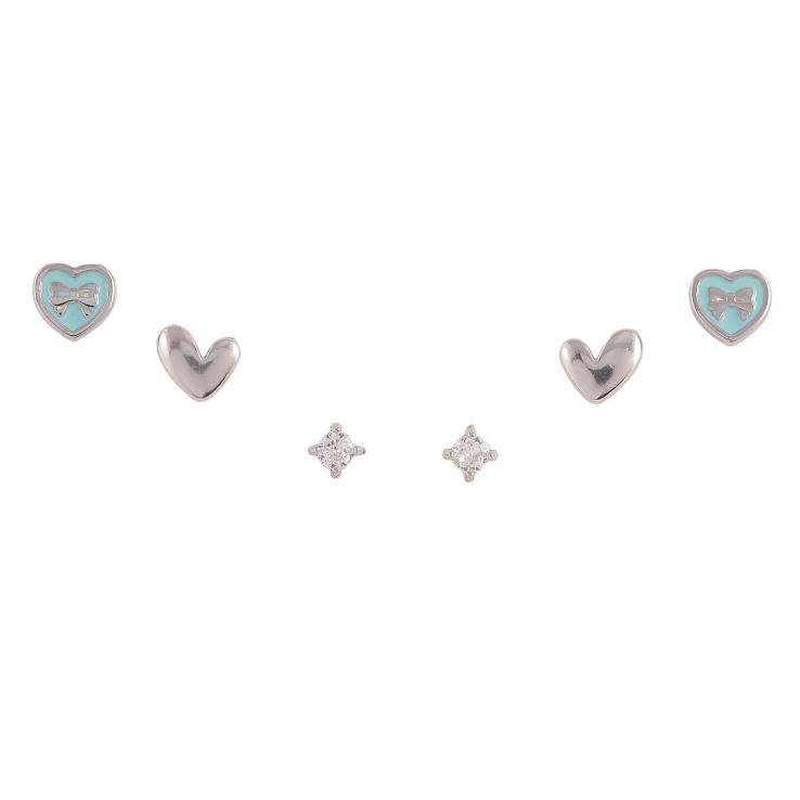 Набір сережок Xuping TTM Stainless Steel колір Родій пусети "Сердечки та кристали" ø 3мм фото №16 Набір сережок Xuping TTM Stainless Steel колір Родій пусети "Сердечки та кристали" ø 3мм фото №16