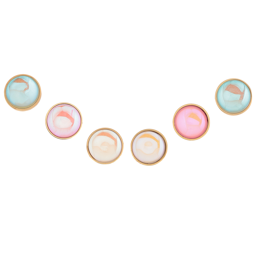 Серьги Набор (3 пары) Xuping TTM Stainless Steel цвет 14К пусеты "Цветные кристаллы" ø 9мм фото №1