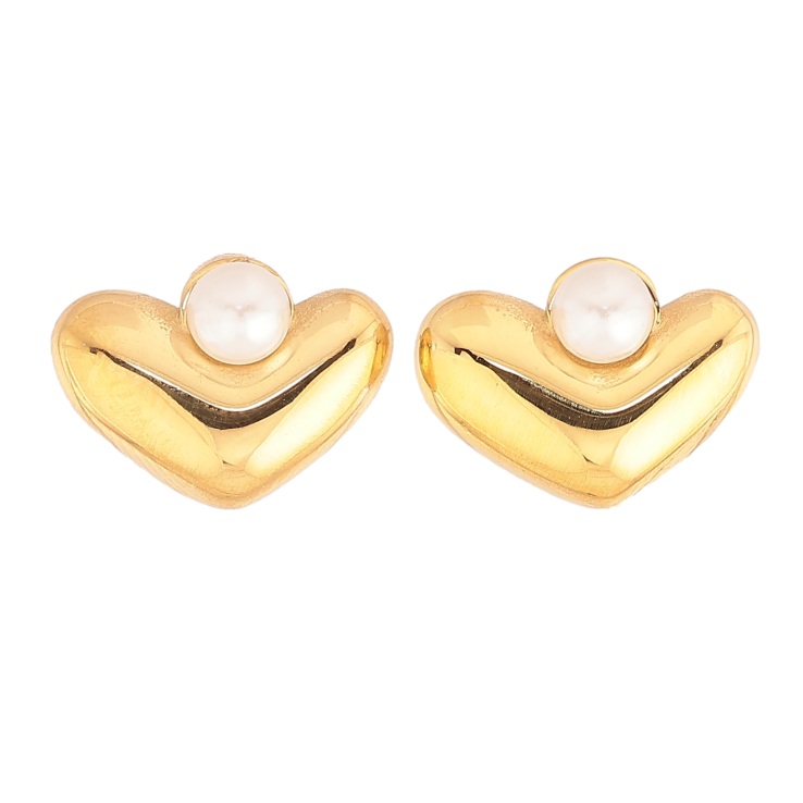 Сережки Нержавіюча сталь пусети "Сердечка з перлинами" фото №10 Сережки Нержавіюча сталь пусети "Сердечка з перлинами" фото №10