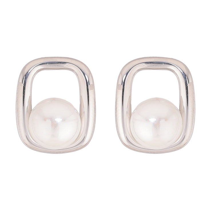 Сережки Нержавіюча сталь пусети "Візерунок з перлинами" фото №5