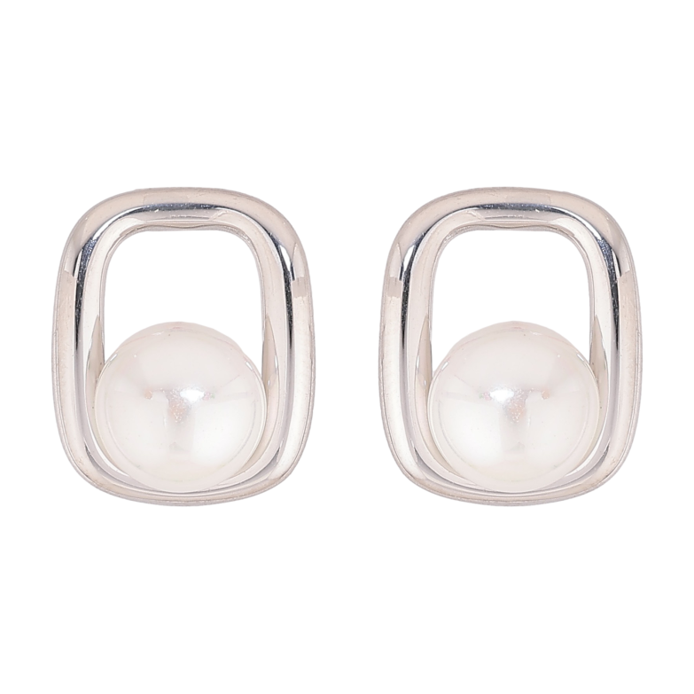 Серьги Нержавеющая сталь пусеты "Узор с жемчужинами" фото №1