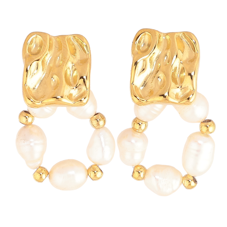 Серьги Нержавеющая сталь пусеты "Узор с жемчужинами" фото №1 Серьги Нержавеющая сталь пусеты "Узор с жемчужинами" фото №1