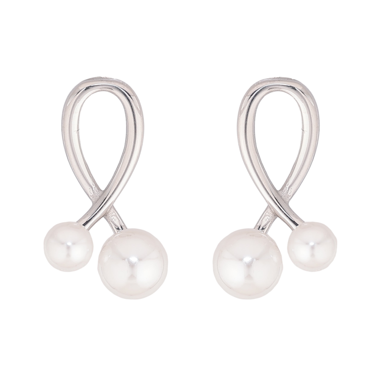 Сережки Нержавіюча сталь пусети "Петелі з перлинами" фото №1