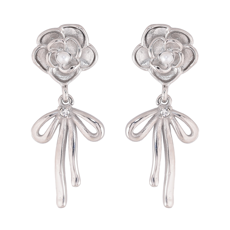Сережки Нержавіюча сталь пусети "Квіточки з бантами" фото №21