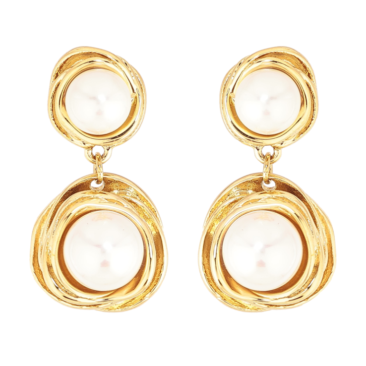 Серьги Нержавеющая сталь пусеты "Подвески с жемчужинами" фото №12