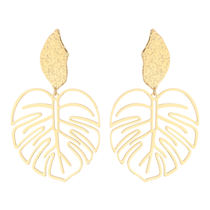 Серьги Нержавеющая сталь пусеты "Крупные подвески листики" фото №8