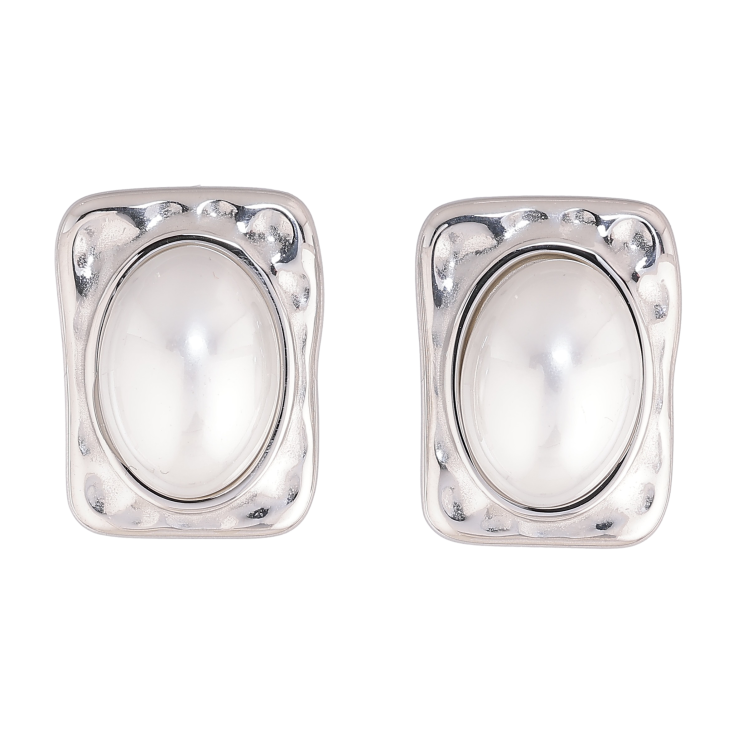 Сережки Нержавіюча сталь пусети "Візерунок з перлинними вставками" фото №7