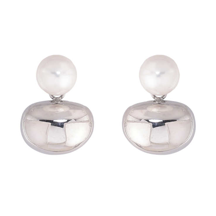 Сережки Нержавіюча сталь пусети "Візерунок з перлинами" фото №17