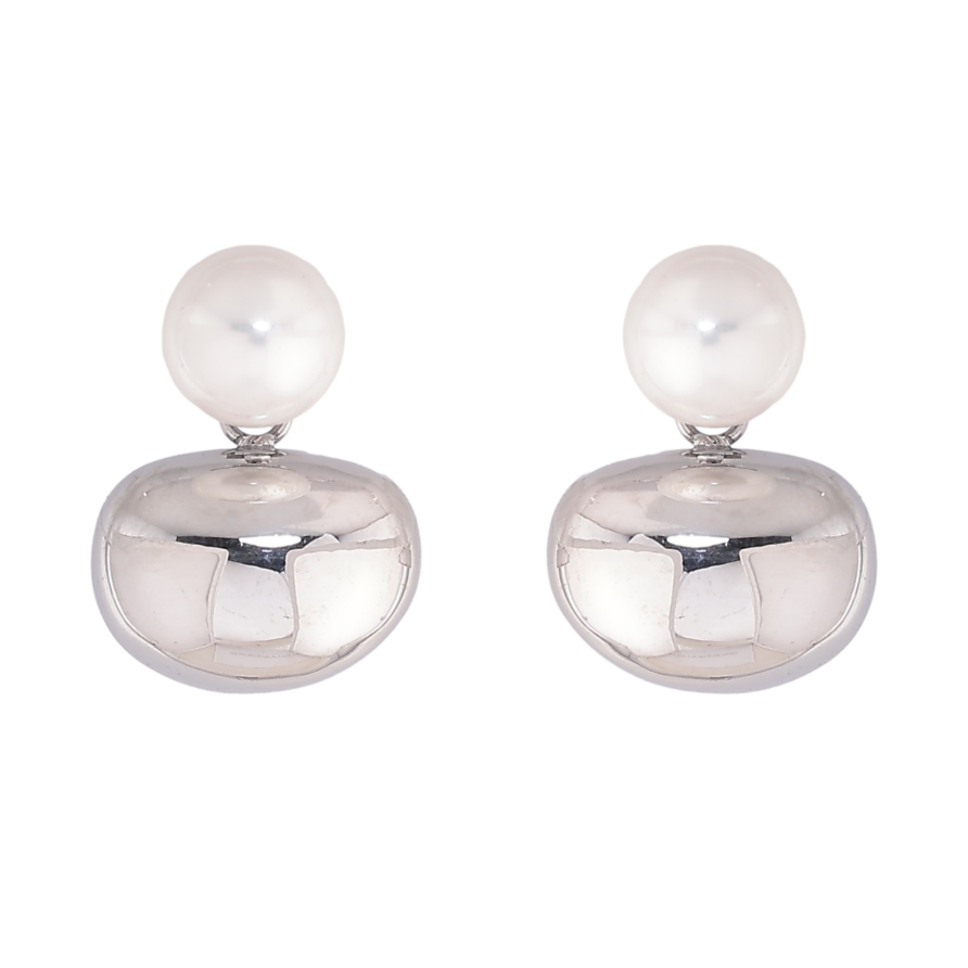 Сережки Нержавіюча сталь пусети "Візерунок з перлинами" фото №1