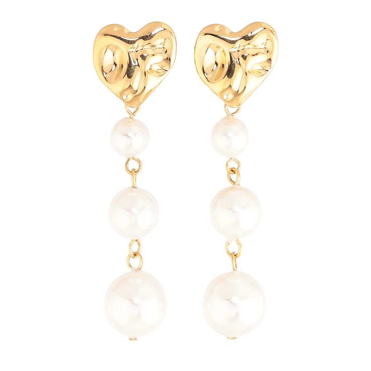 Сережки Нержавіюча сталь пусети "Сердечки з перлинними підвісками" фото №4 Сережки Нержавіюча сталь пусети "Сердечки з перлинними підвісками" фото №4