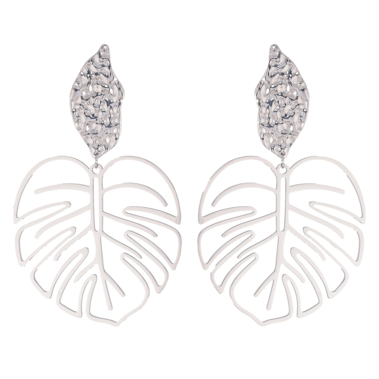 Сережки Нержавіюча сталь пусети "Великі підвіски листя" фото №11