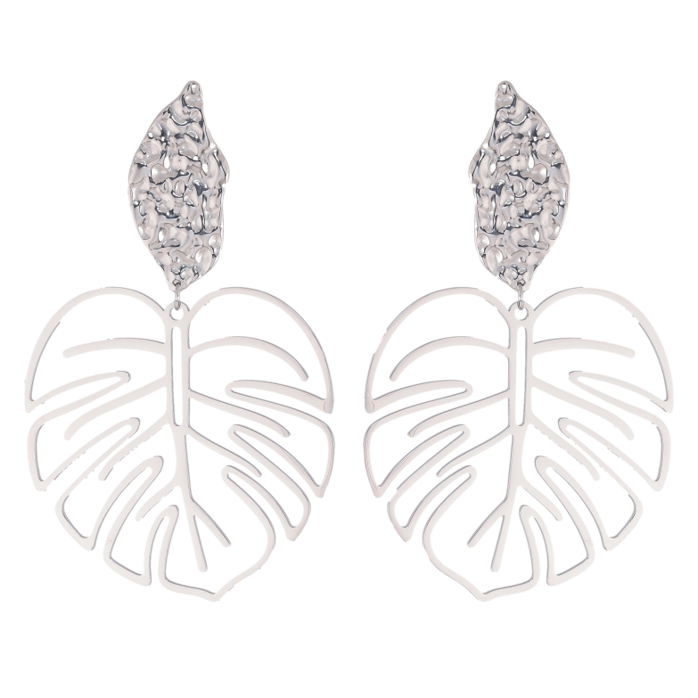 Сережки Нержавіюча сталь пусети "Великі підвіски листя" фото №5