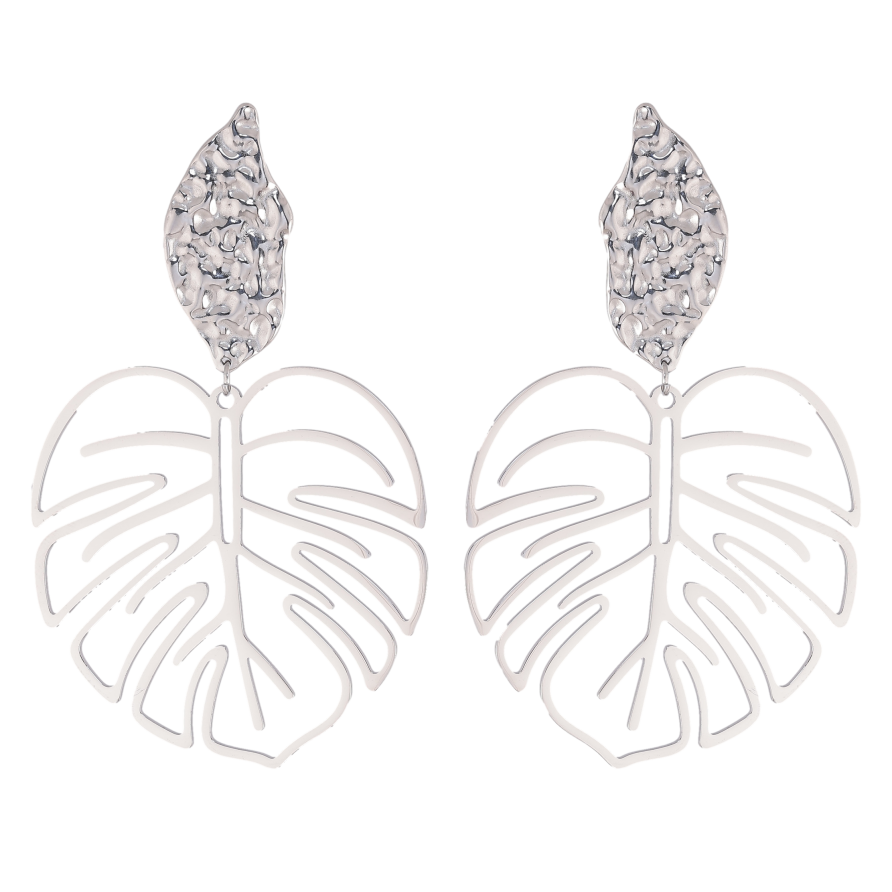 Сережки Нержавіюча сталь пусети "Великі підвіски листя" фото №1