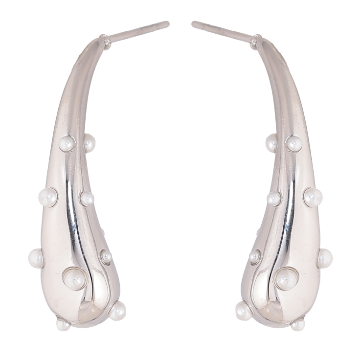 Сережки Нержавіюча сталь пусети "Крапельки з перлинними вставками" фото №24