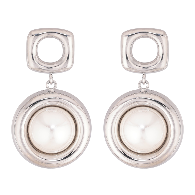 Сережки Нержавіюча сталь пусети "Підвіски з перлинними вставками" фото №4