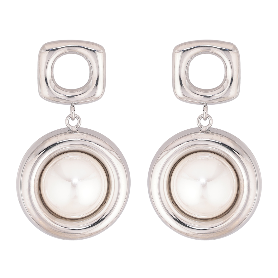 Сережки Нержавіюча сталь пусети "Підвіски з перлинними вставками" фото №1