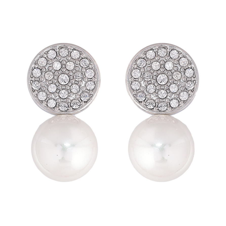 Сережки Нержавіюча сталь пусети "Візерунок з перлинами" фото №1