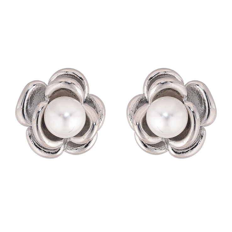 Сережки Нержавіюча сталь пусети "Квіточки з перлинами" фото №20