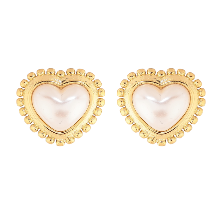 Серьги Нержавеющая сталь пусеты "Сердечки с жемчужинами" фото №6