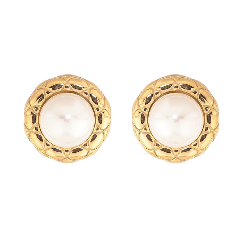 Серьги Нержавеющая сталь пусеты "Жемчужины в декоративной оправе" фото №1 Серьги Нержавеющая сталь пусеты "Жемчужины в декоративной оправе" фото №1