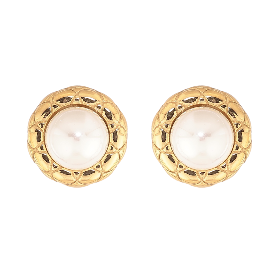 Серьги Нержавеющая сталь пусеты "Жемчужины в декоративной оправе" фото №1 Серьги Нержавеющая сталь пусеты "Жемчужины в декоративной оправе" фото №1