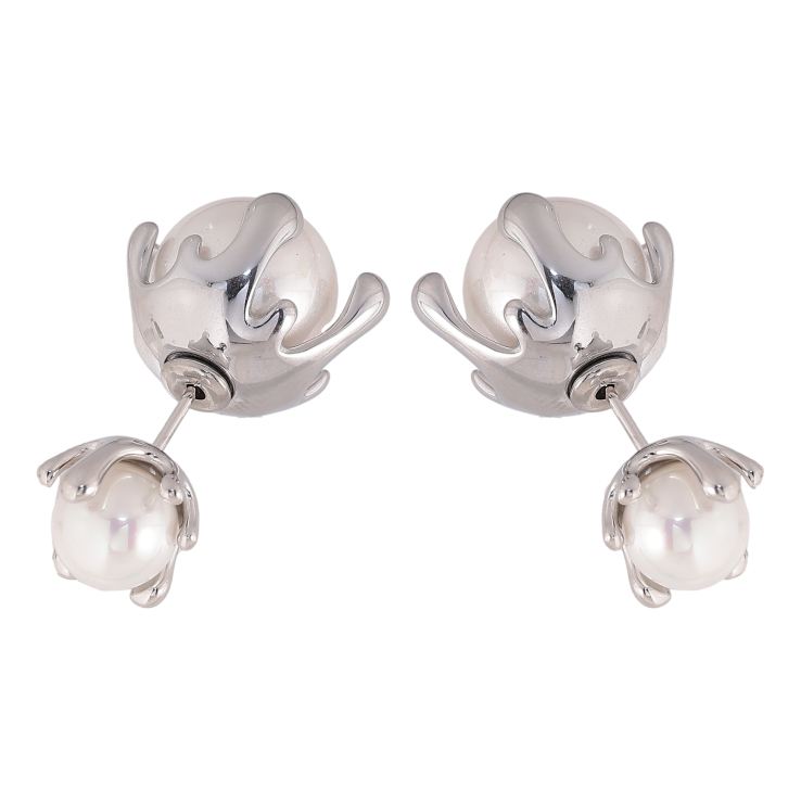 Сережки Нержавіюча сталь пусети-джекети "Перлинні бутони" фото №7