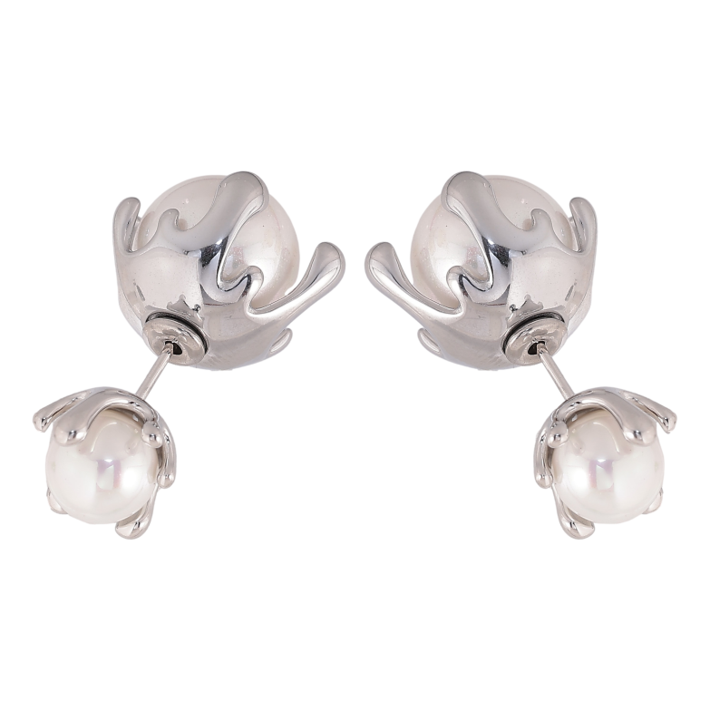 Сережки Нержавіюча сталь пусети-джекети "Перлинні бутони" фото №1