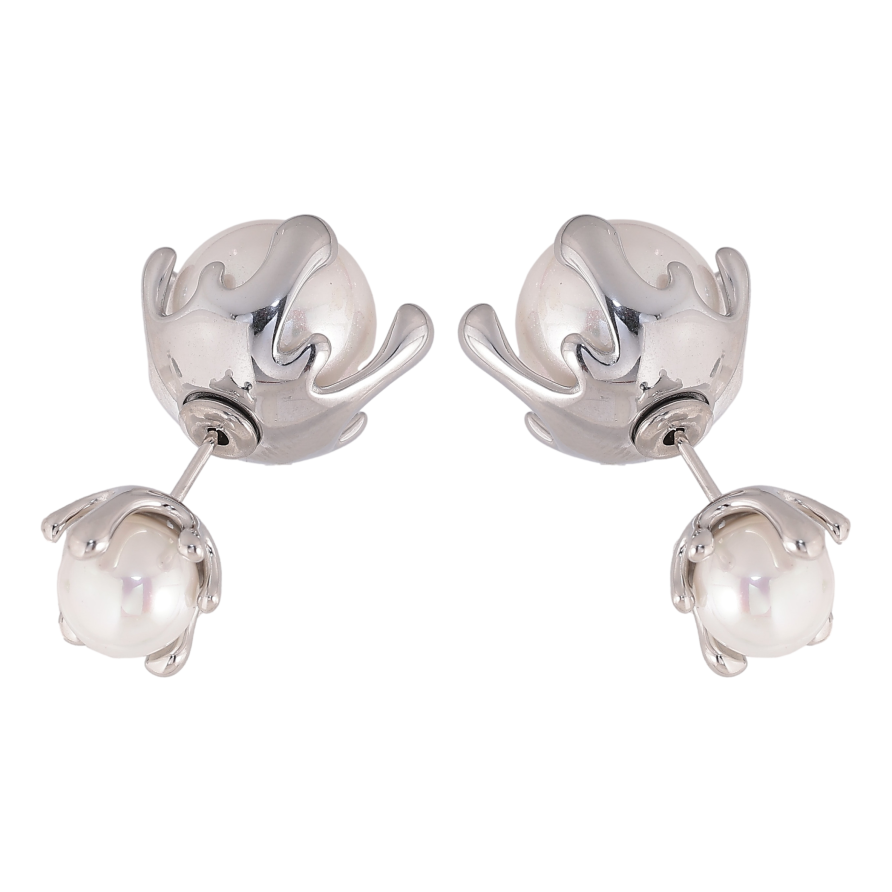 Сережки Нержавіюча сталь пусети-джекети "Перлинні бутони" фото №1