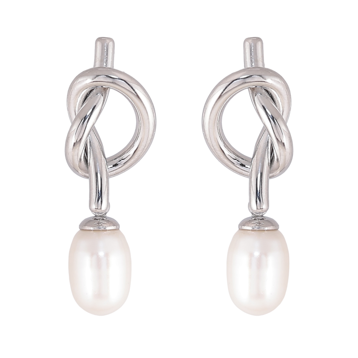 Сережки Нержавіюча сталь пусети "Вузлики з перлинами" фото №19