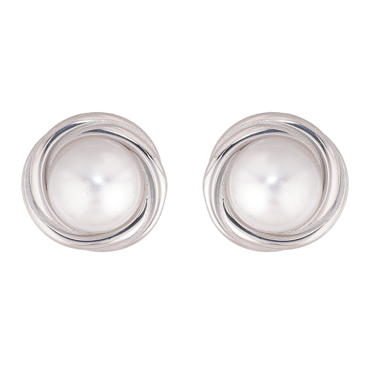 Сережки Нержавіюча сталь пусети "Квіточки з перлинами" фото №9