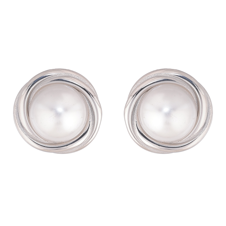 Сережки Нержавіюча сталь пусети "Квіточки з перлинами" фото №1