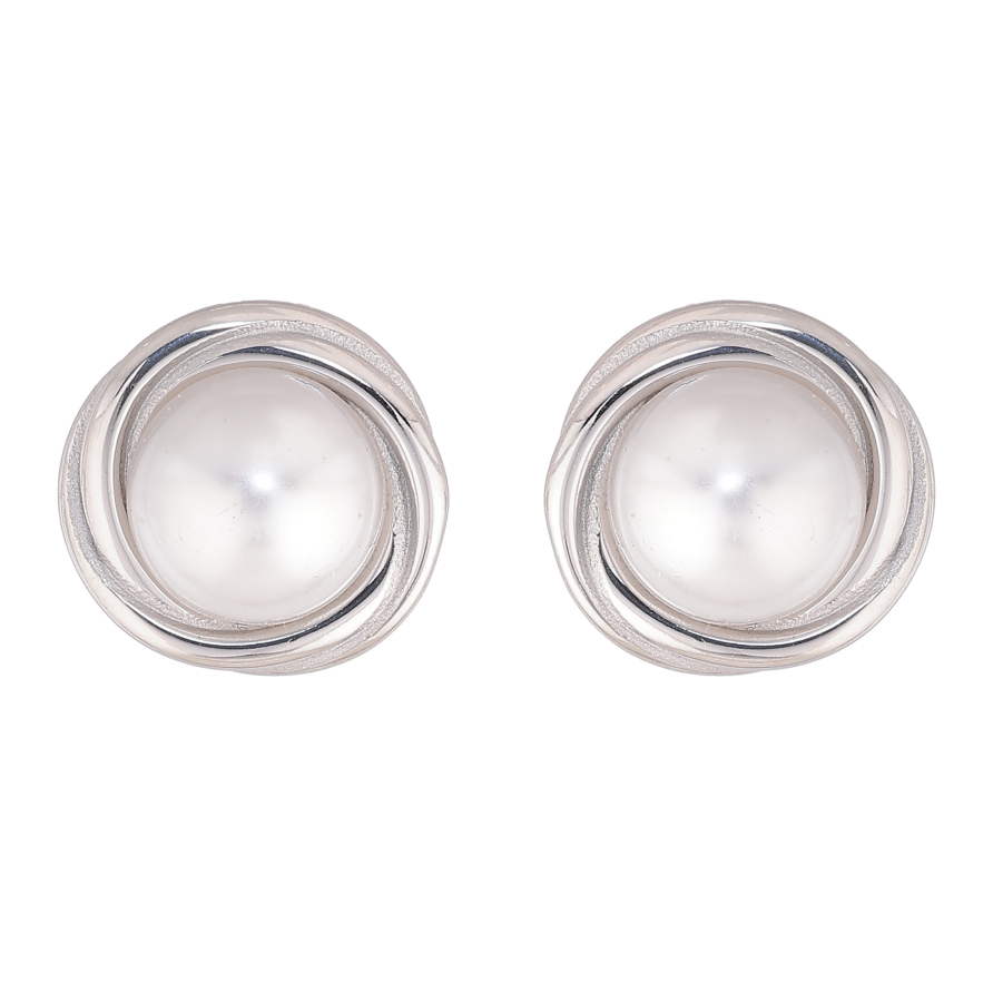 Сережки Нержавіюча сталь пусети "Квіточки з перлинами" фото №1