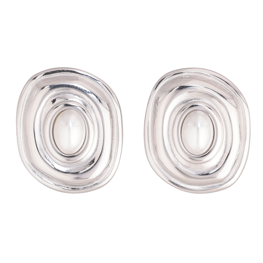 Сережки Нержавіюча сталь пусети "Візерунок з перлинами" фото №1