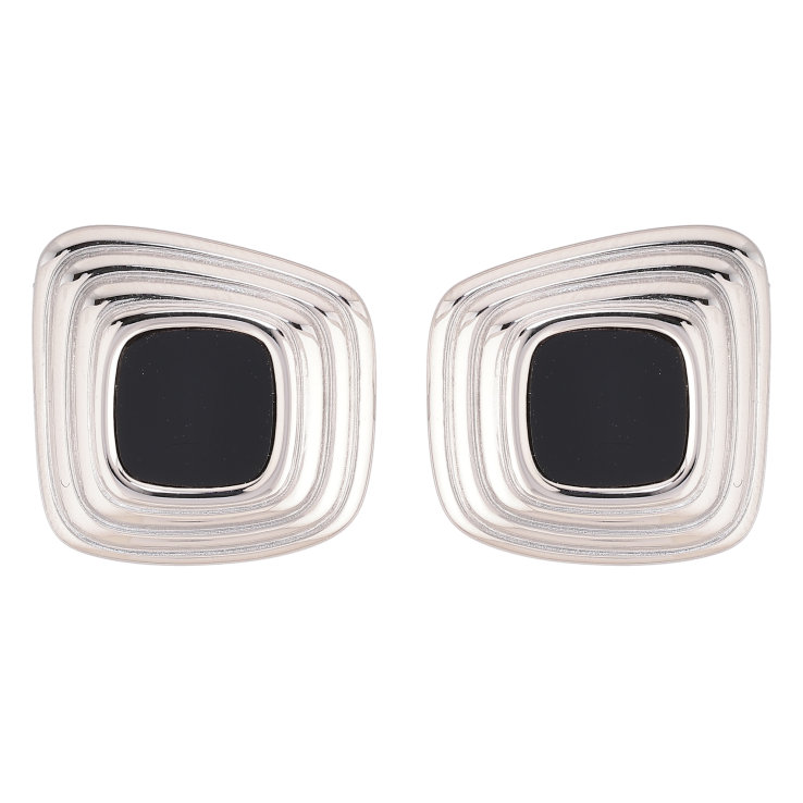 Сережки Нержавіюча сталь пусети "Візерунок з чорними вставками" фото №11