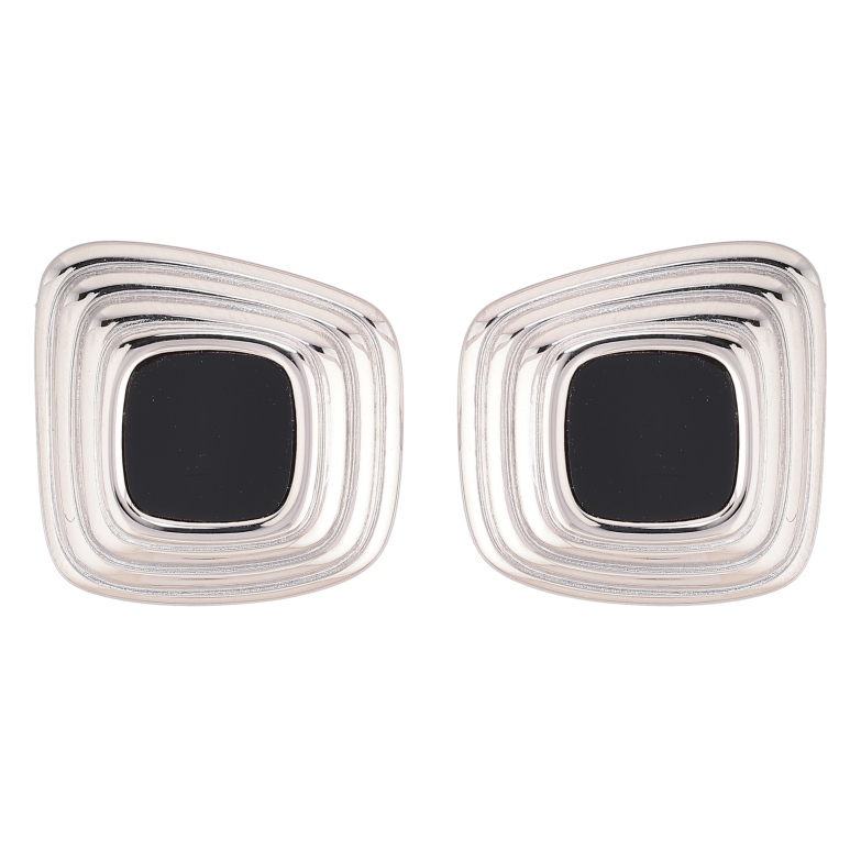 Сережки Нержавіюча сталь пусети "Візерунок з чорними вставками" фото №1