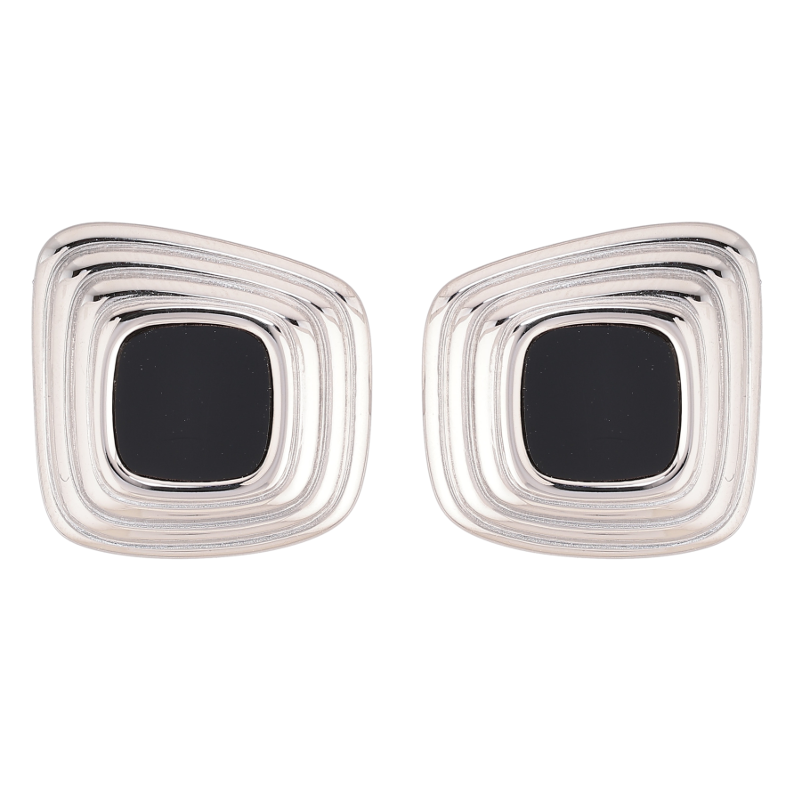 Сережки Нержавіюча сталь пусети "Візерунок з чорними вставками" фото №1