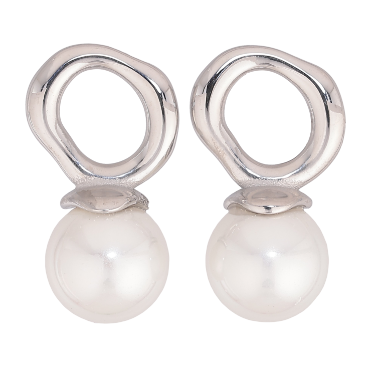 Сережки Нержавіюча сталь пусети "Кільця з перлинами" фото №25