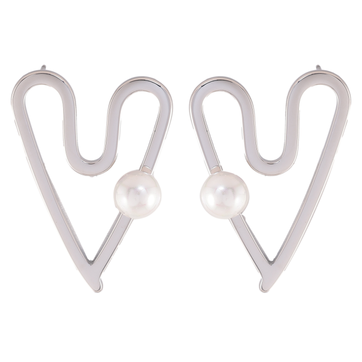 Сережки Нержавіюча сталь пусети "Сердечка з перлинами" фото №15