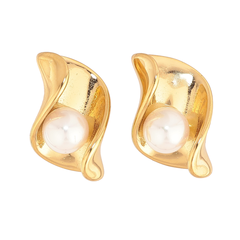 Сережки Нержавіюча сталь пусети "Візерунок з перлинами" на один бік фото №1 Сережки Нержавіюча сталь пусети "Візерунок з перлинами" на один бік фото №1