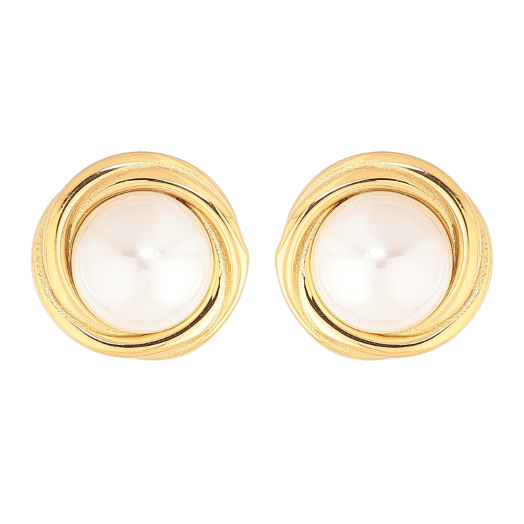 Серьги Нержавеющая сталь пусеты "Узор с жемчужинами" фото №11