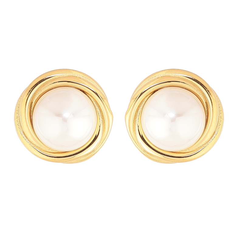 Серьги Нержавеющая сталь пусеты "Узор с жемчужинами" фото №1 Серьги Нержавеющая сталь пусеты "Узор с жемчужинами" фото №1