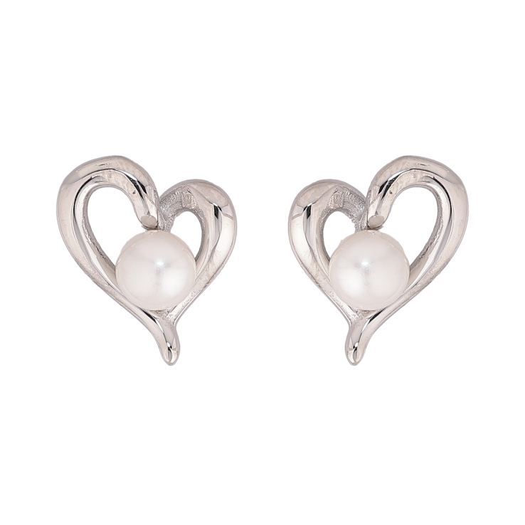 Сережки Нержавіюча сталь пусети "Сердечки з перлинами" фото №13