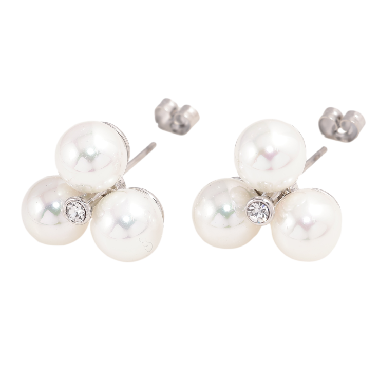 Сережки Нержавіюча сталь пусети "Візерунок з перлинами" фото №23