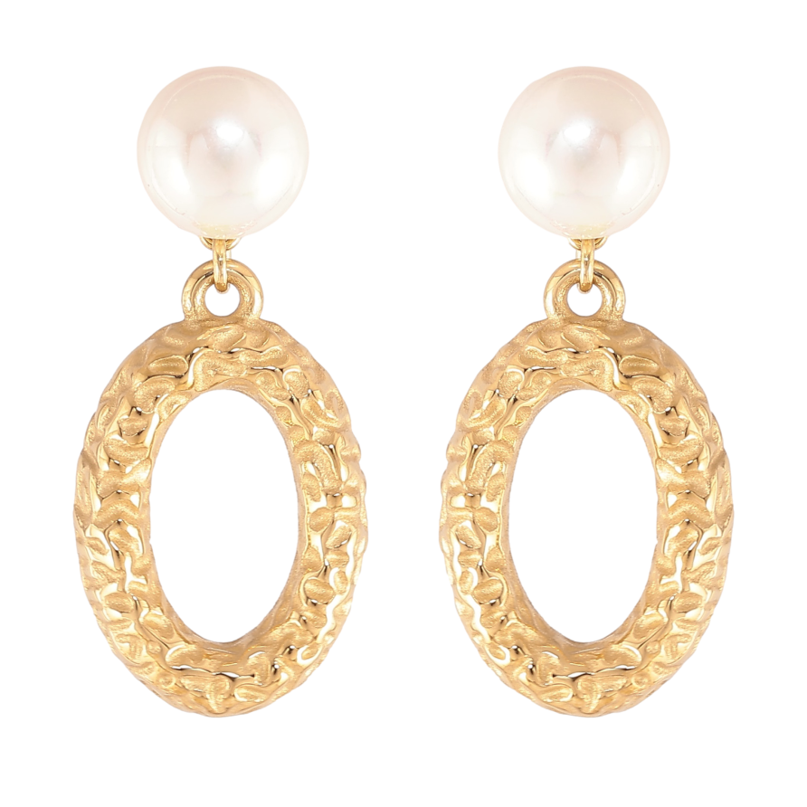 Серьги Нержавеющая сталь пусеты "Жемчужины с овальными подвесками" фото №1 Серьги Нержавеющая сталь пусеты "Жемчужины с овальными подвесками" фото №1