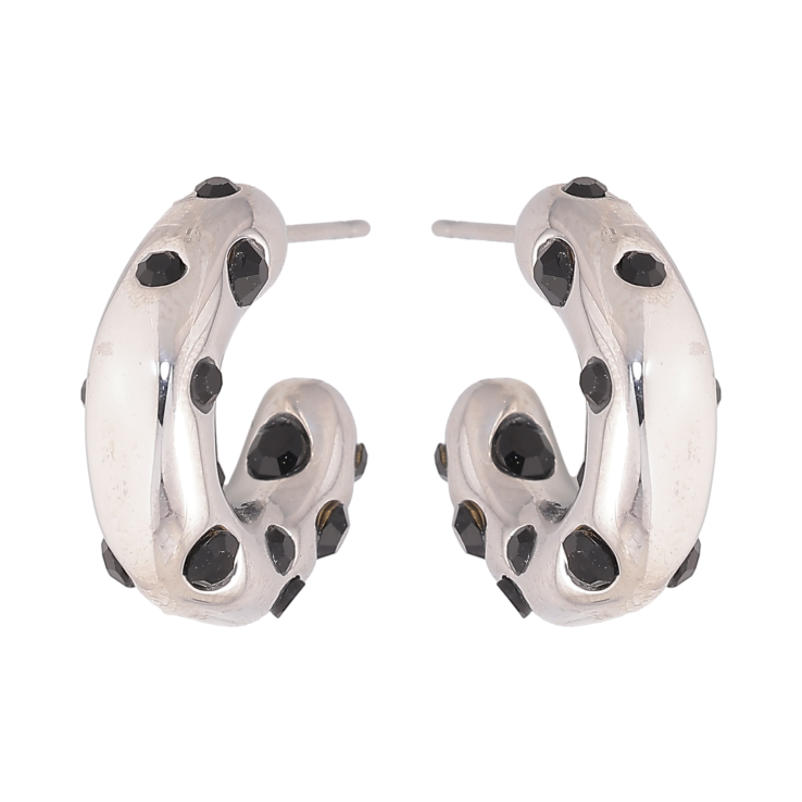 Сережки Нержавіюча сталь пусети "Дуги із чорними кристалами" фото №25