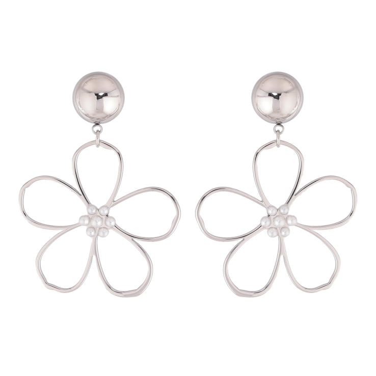 Сережки Нержавіюча сталь пусети "Квіткові підвіски" фото №23
