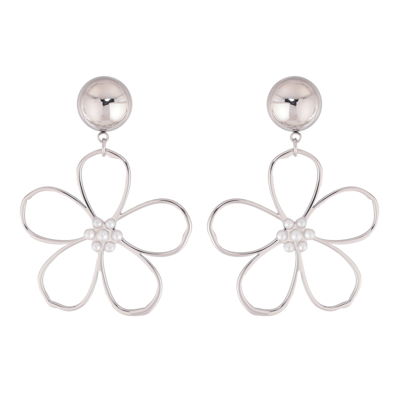 Сережки Нержавіюча сталь пусети "Квіткові підвіски" фото №1