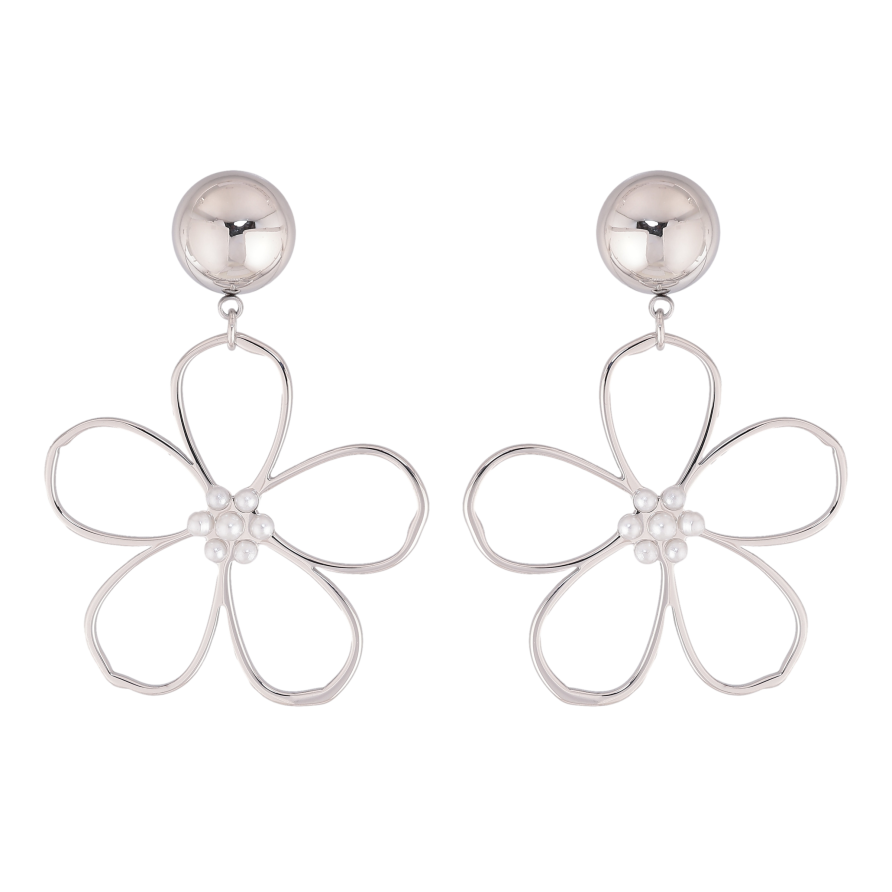 Сережки Нержавіюча сталь пусети "Квіткові підвіски" фото №1